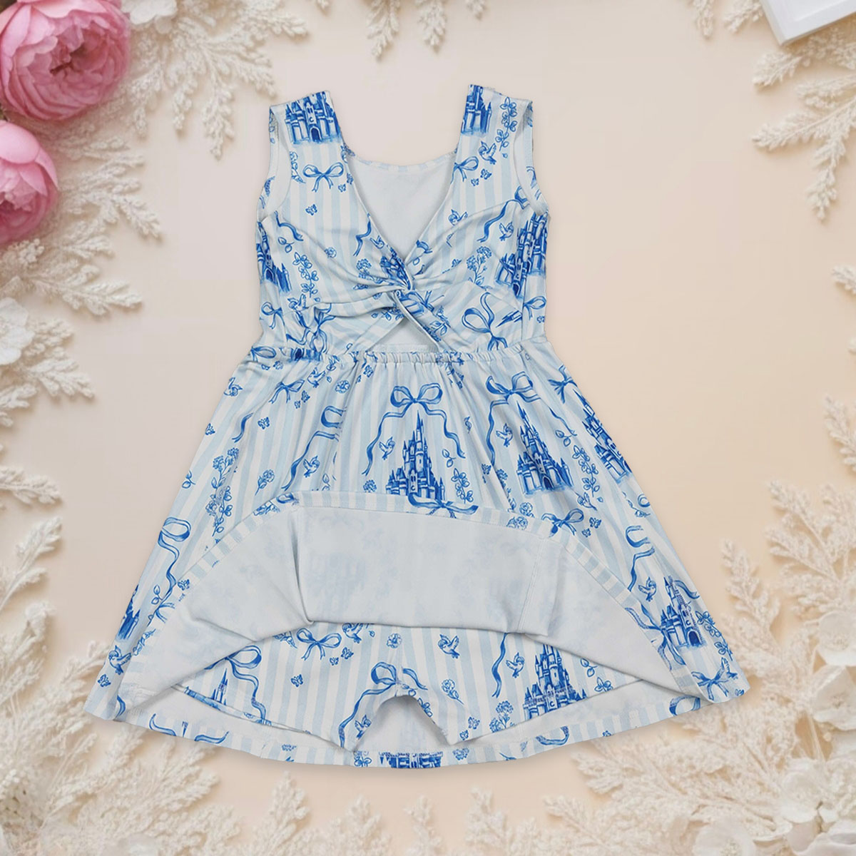 Baby Yoga Clothing - Sukienka dla dziewczynki, z motywem zamków,